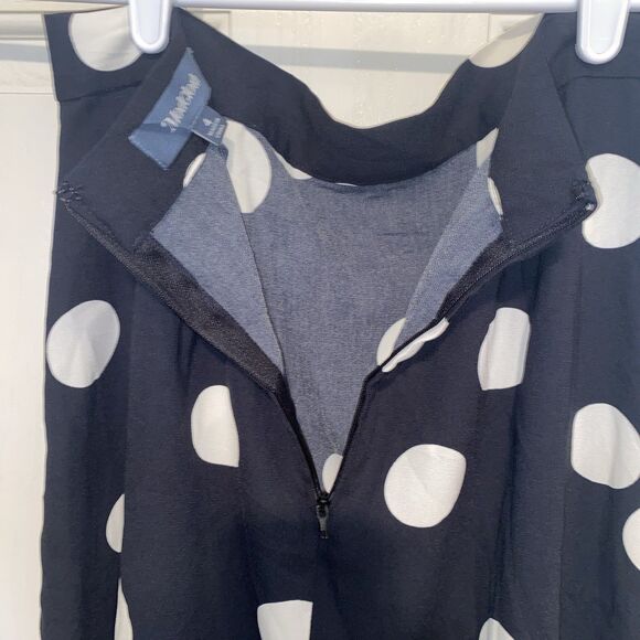 ModCloth Womens Skirt Size 4 Faux Wrap Polka Dot Print Ruffle 26 Black And White - Picture 3 of 9